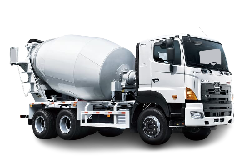 White cement truck ready for construction work.